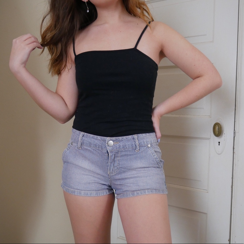 Navy and Pink Striped Shorts